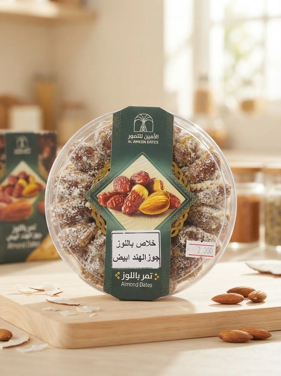Stuffed dates coated with coconut - Al-Amin Dates