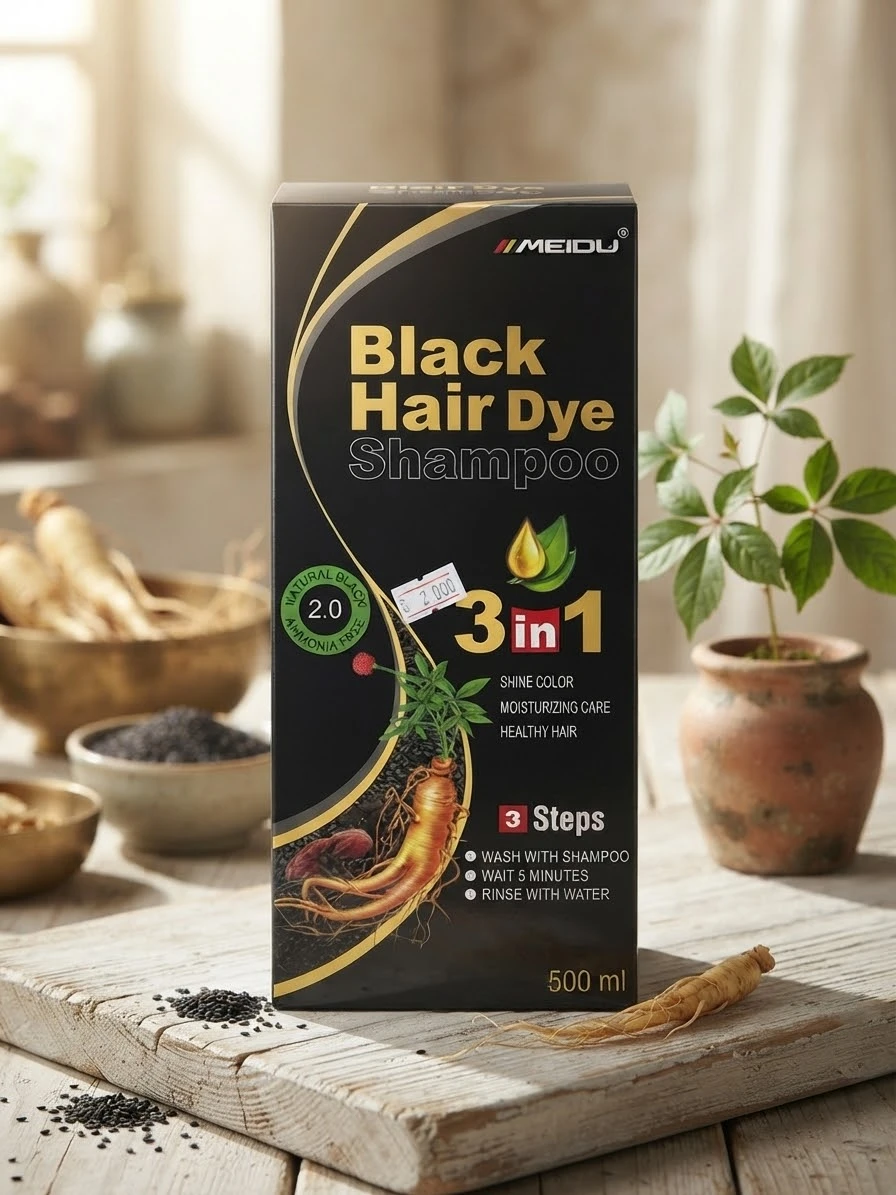 Black Hair Dye Shampoo 500ml - MEIDU