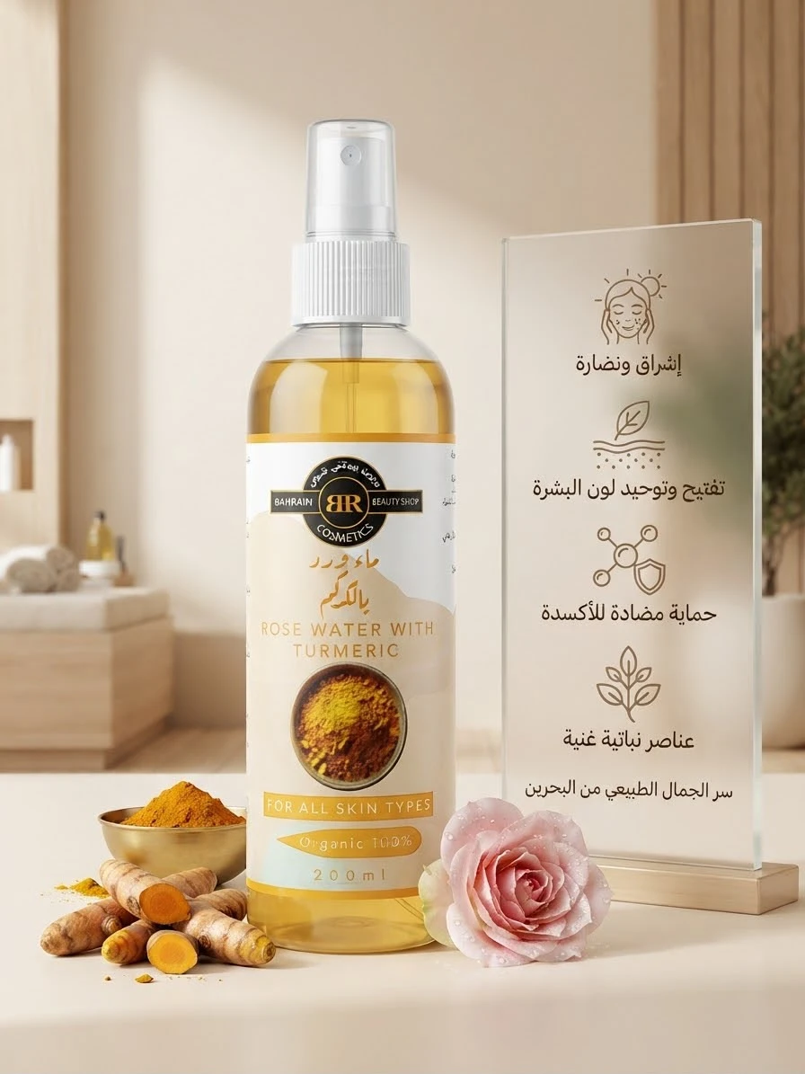 Organic Rose Water with Turmeric 200ml - BAHRAIN BEAUTY SHOP