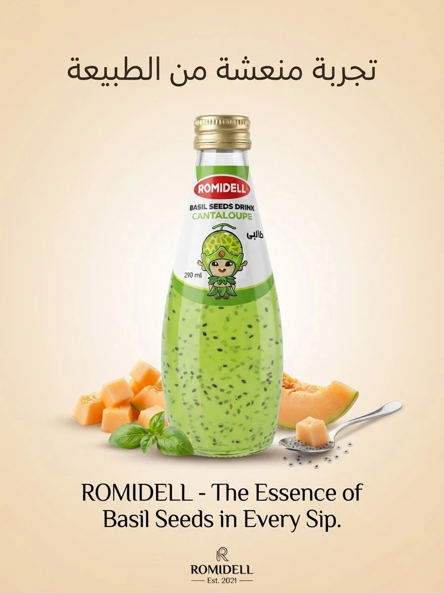 Cantaloupe Drink With Basil Seeds 290ml - ROMIDELL