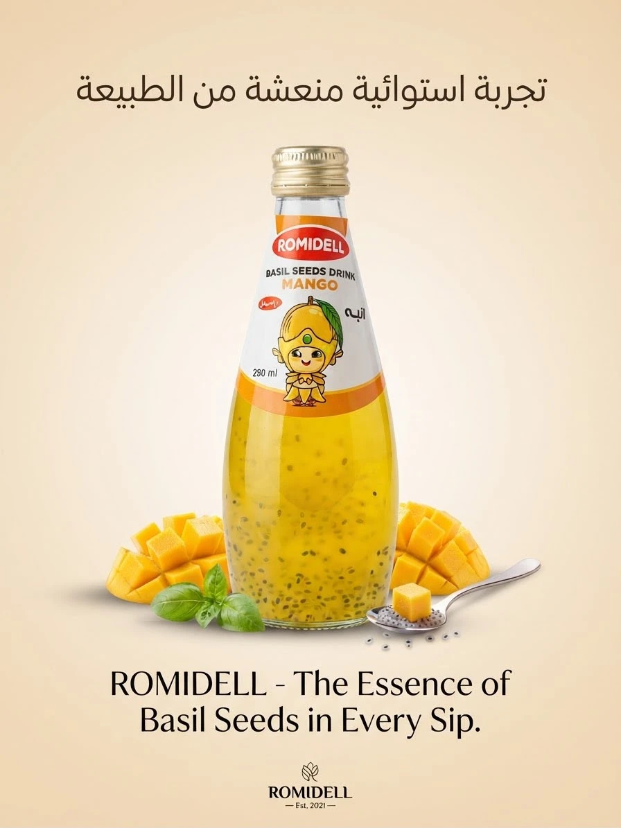 Mango Drink With Basil Seeds 290ml - ROMIDELL