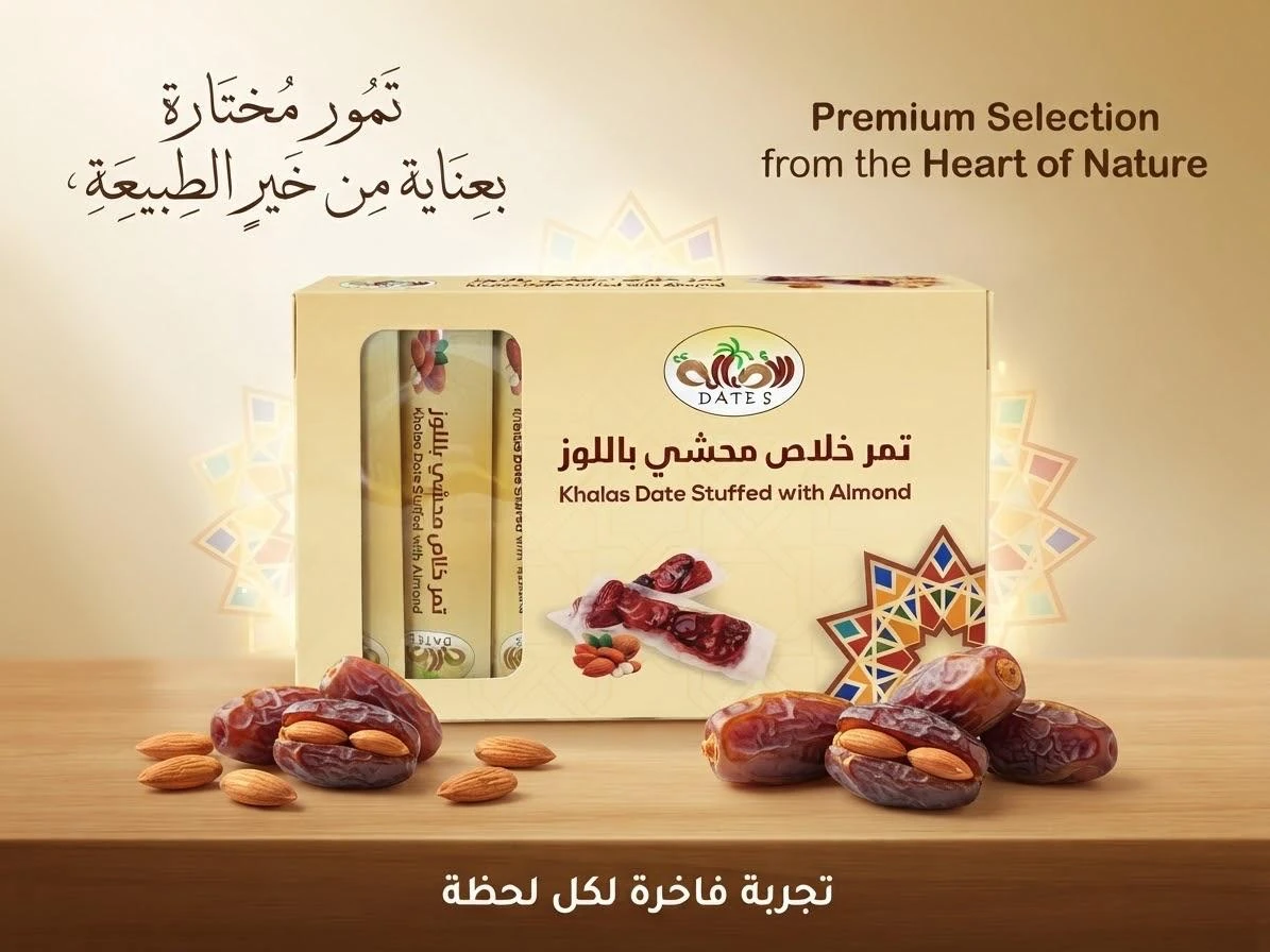 Khalas Dates Stuffed with Almonds (50g x 24) – Al-Asalah