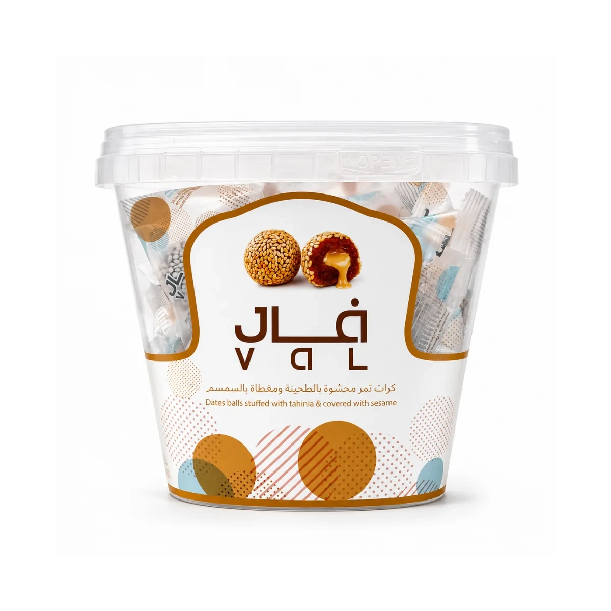 Date balls stuffed with tahini and coated with sesame seeds, 500g - Val