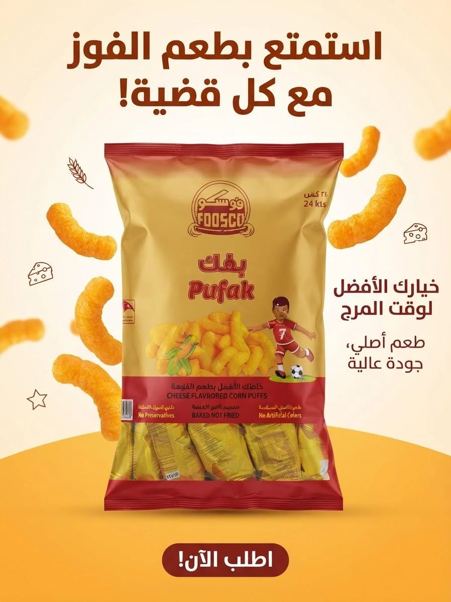 Cheese-Flavored Corn Snacks 24 x 18g - FOOSCO