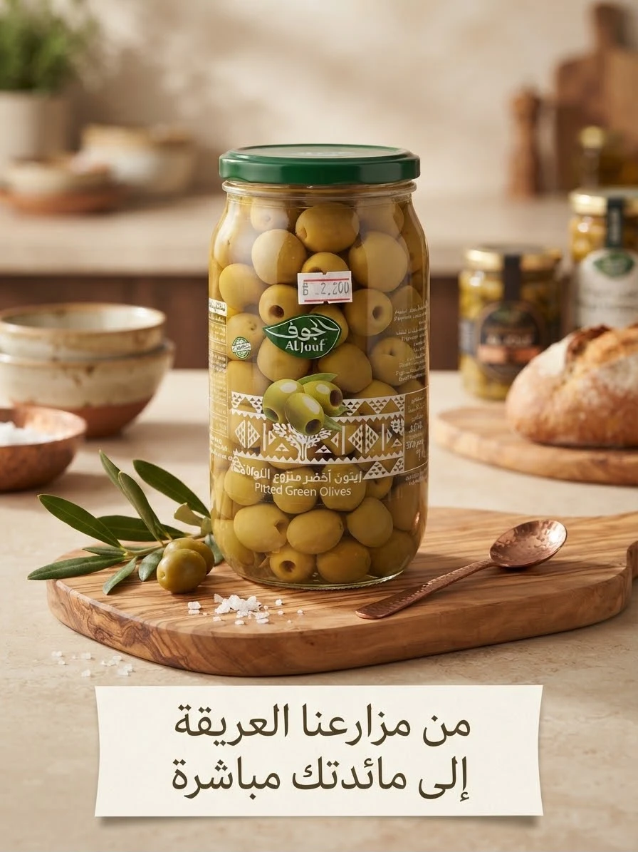 Pitted Green Olives 1kg - Al-Jouf